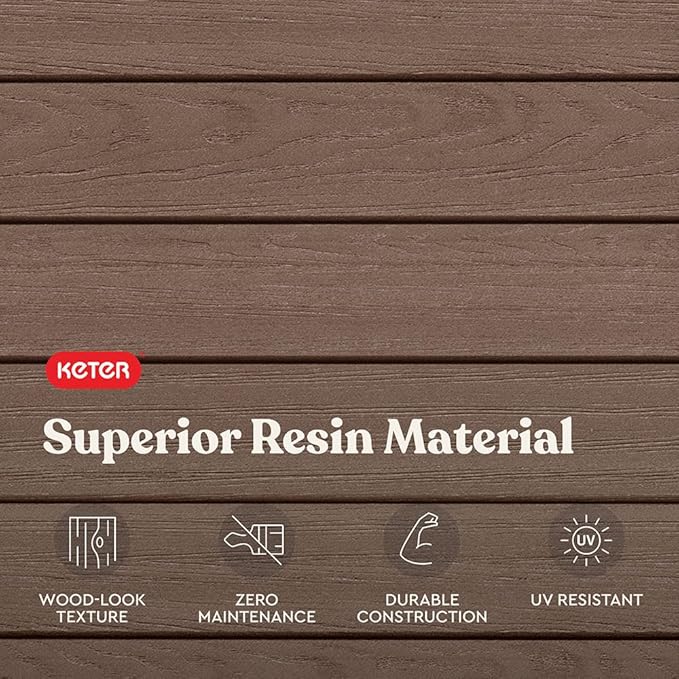 Keter Darwin 150 Gallon Resin Large Deck Box - Organization and Storage for Patio Furniture, Outdoor Cushions, Garden Tools and Pool Gear