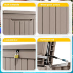 280 Gallon Large Deck Box,Resin Outdoor Storage Box with Lockable for Patio Furniture, Pool Accessories, Garden Tools Waterproof Outside Storage Box, Grey