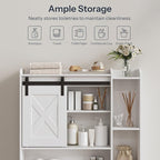HOOBRO Over The Toilet Storage Cabinet with Sliding Barn Door, Toilet Paper Holder, Farmhouse Storage Cabinet, Wooden Bathroom Organizer, Bathroom, Laundry Room, White WT24TS01