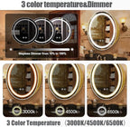 26inch Round Medicine Cabinet with Lights,Led Medicine Cabinet with Defogger,Illuminated Mirror Cabinet for Bathroom,Dimmable,Anti-Fog,3 Colors,Surface Mount only,Gold