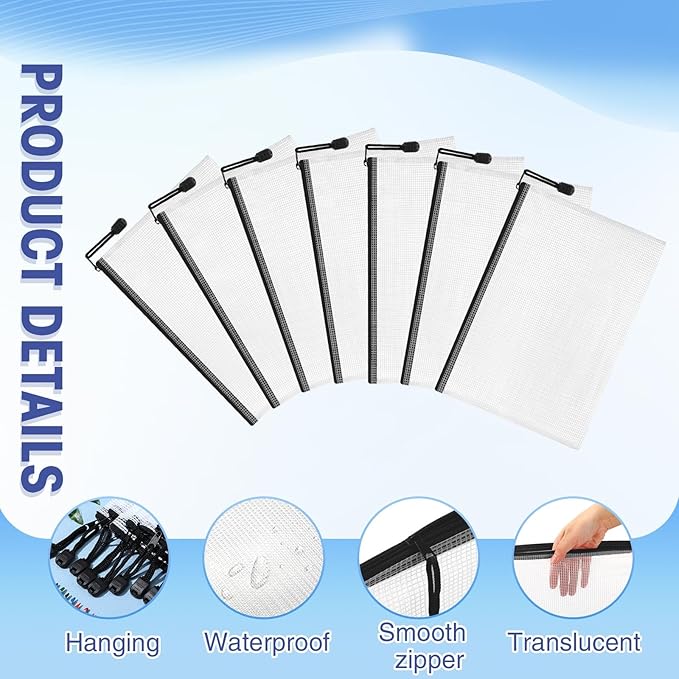 Jetec 32 Pcs Mesh Zipper Bags Toy Storage Bikini Organizer Bag Bolsas Para Guardar Trajes De Bano Waterproof Zipper Reusable Pouch Puzzle Multipurpose for Storage Office(Black,9 x 7 Inch)