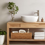 Toilet Tank Top Storage Basket, Narrow Rattan Bathroom Organizer with Handles, Wicker Toilet Paper Holder Basket Fits Most Standard Tanks (14.6" L x 6.7" L x 3.9" h)
