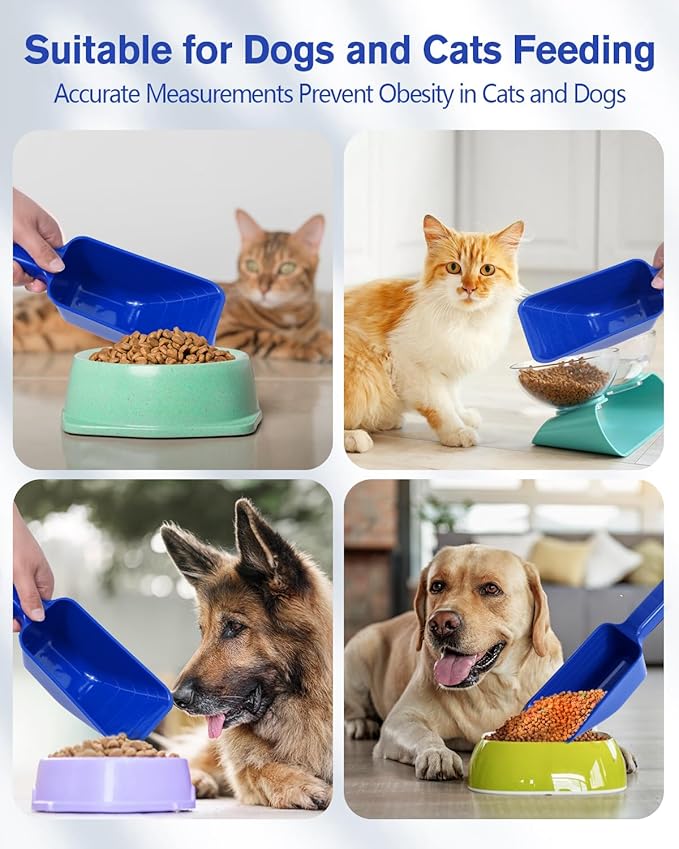 2 Cup Dog Food Scoop(2 Pack), Plastic Pet Food Scoop with Measuring Lines for Accurate Pet Food Portions,Dishwasher Safe (Blue)