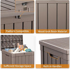 50 Gallon Resin Deck Box, Lockable Patio Outdoor Storage Box for Furniture, Garden Tools and Tools Storage, Waterproof Outside Storage Boxes - Grey