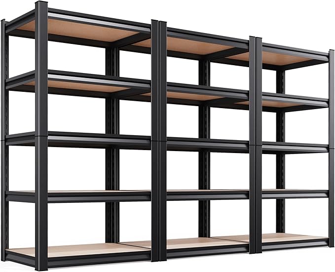 Set of 3 71" H Garage Shelving-5 Tier Storage Shelves,Adjustable Heavy Duty Metal Shelving Unit and Storage Large Rack,Utility Steel Shelf for Warehouse Industrial Pantry Basement 71"x32"x14"