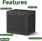 EasyUp 34 Gallon Resin Deck Box Waterproof, UV Resistant Outdoor Storage Box for Delivery, Garden, Patio,and Porch, Rattan Black