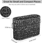 Black Toilet Paper Storage Basket,Large Free Standing Toilet Paper Organizer,Waterproof Narrow Wicker Basket for Bathroom,Under Sink,or Cabinet