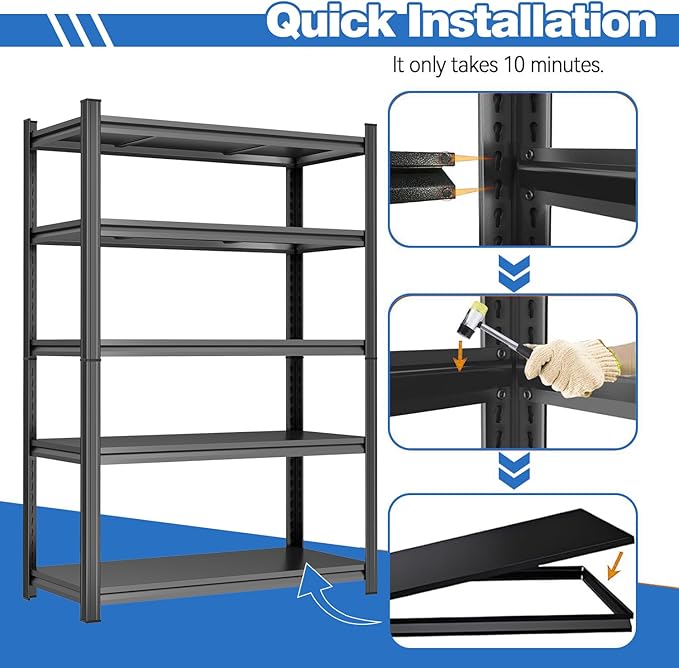 Over The Toilet Storage Shelves 5-Tier Metal Shelving Above Over Toilet Storage Shelf Adjustable Bathroom Organizers and Storage for Laundry Room, Balcony, Living Room, Kitchen, 77.4"H×35.4"W×11.8"D