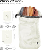 Travel Laundry Bag, Pump Free Vacuum Storage Bag Reusable Compression Dirty Clothes Travel Bag Waterproof Wet Dry Bags Large Capacity Space Saver Bags Camp Clothes Organizer (1 Pcs)(White, M)
