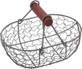 Farmhouse Wire Egg Basket Vintage Style Metal Egg Collecting Basket, Eggs Container Holder for Countertop, Storage for Fresh Eggs, Fruit, Snacks, Party Gathering