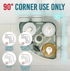TAILI Corner Shower Caddy with Suction Cups, Wall Mounted Organizer Plastic Rack for Small Bathrooms, Kitchen, Removable Drill-Free Heavy Duty Shelf Basket, Grey