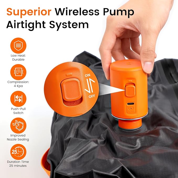 Vacuum Travel Bags with Pump, 2 Pack 34L Space Saver Vacuum Compression Bags for Travel Luggage Suitcase Backpack, Waterproof & Reusable Vacuum Packing Cubes for Clothing (2PCS + Pump)