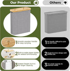 42L Toilet Paper Basket with Bamboo Lid, Toilet Paper Storage with Toilet Paper Holder & Non-Slip Mat for Bathroom Organizer, Holds up to 19 Regular Rolls or 14 Mega Rolls, Collapsible & Stackable