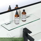 SAYAYO Floating Glass Shelves for Bathroom, 2/7 Inch Thicken Tempered Glass Shelf for Wall, 15 x 5 Inch 2 Pcs, Clear