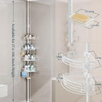 Consumest Shower Caddy Tension Pole - Adjustable Corner Shower Organizer with Soap Holder, Bath Shelves for Bathroom Storage, 27.6-108.3 inch, White