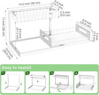 REALINN Under Sink Organizer, Pull Out Cabinet Organizer 2 Tier Slide Out Sink Shelf Cabinet Storage Shelves, Under Sink Storage for Kitchen Bathroom Cabinet, White, 1 Pack