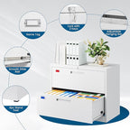 2 Drawer File Cabinet, Lateral Filing Cabinets for Home Office, Office Storage Drawers with Lock, Hanging Files Legal/Letter A4 Size (Assemble Required,White)