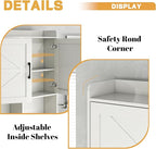 Over The Toilet Storage Cabinet, 32" W Over Toilet Bathroom Organizer with Toilet Paper Holder Stand, Home Space-Saving Toilet Rack with Shelves for Bathroom, Restroom (2 Barn Doors, White)