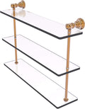 Allied Brass CL-5-22 Carolina Collection 22 Inch Triple Glass Shelf, Brushed Bronze
