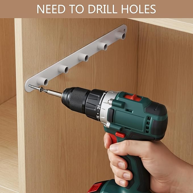 Expandable Closet Shelf Wall-Mounted Metal Storage Rack Adjustable Closet Rod DIY Divider Separator Space Saving for Cabinet Wardrobe Cupboard Kitchen Pantry Cupboard, 31.4-42 Inches