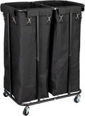 Household Essentials 2-Bag Rolling Laundry Sorter, Black