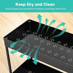 Under Sink Organizers 2 Pack, Pull-Out Sliding Cabinet Organizer with 2-Tier Storage Shelf & 4 Hooks, Multi-Purpose for Kitchen & Bathroom (13 Inch, Black)