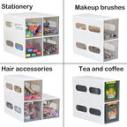 Drawer Organizer Desktop Office Supplies Desk Organizer and Storage Stationary Make Up Jewelry Pen Storage Drawer, Clear Accessories Makeup Organizer Countertop Storage (White, 6 Pack)