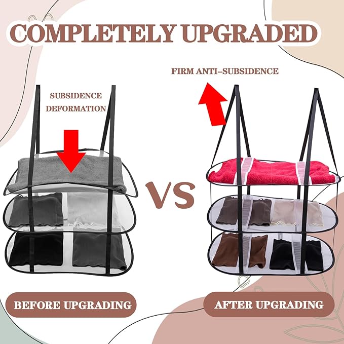 CINPIUK 2 Pcs 3-Tier Sweater Drying Rack Over The Door, Foldable Mesh Hanging Dryer Flat with Hooks, Large Breathable Laundry Drying Hanger, Clothes Lay Flat Dryer for Apartments Dorms Bathrooms
