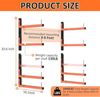4 Pack Lumber Storage Rack, Wall Mount Removable & Adjustable Lumber Rack with 8-Level Holds Up 1040 Lbs, Heavy Duty Metal Garage Wood Rack for Workshop, Basement, Indoor and Outdoor