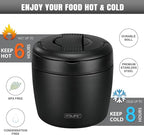 Itslife 32oz Insulated Soup Thermos, Vacuum Stainless Steel Food Jar for Hot & Cold Food, Leakproof Wide Mouth Lunch Container with Spoon, Black