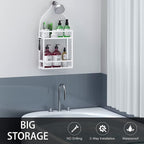Meangood Shower Caddy 10.4" x 4.5" x 22.04" Hanging Shower Caddy Organizer Over Shower Head Big Capacity for Shampoo, Conditioner with Hooks for Razor/Sponge, White