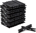 Juvale Wooden Clothespins - Indoor Laundry Hanging & Laundry Clips - Wooden Clothes Pins for Crafts & Photo Clips - Strong Spring Grip & Mini Clothespins - Pack of 100, 4 in, Black