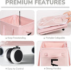 CHICVITA Slim Laundry Hamper with Wheels 75L, Collapsible Rolling Laundry Basket for Living Room, Pink Laundry Hamper for College Dorm