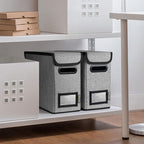 BALEINE File Organizer Box with Lid, Collapsible File Folder Organizer with Plastic Slide, Hanging File Folder Box for Office Document Storage (2 Pack, Grey, S)