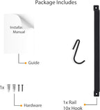Wallniture Gourmet Kitchen Rail with 10 Hooks, Wall Mounted Wrought Iron Hanging Utensil Holder Rack with Black 17 Inch