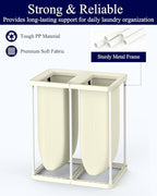 Kitsure Laundry Basket 95L – Large Laundry Hamper with Lid, 2-Compartment Divided Clothes Sorter with Removable Hamper Bags, Beige Organizer for Laundry Room, Bathroom & Bedroom, 22.2" x 16" x 27.4"