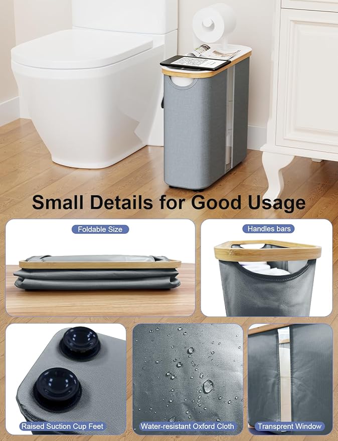 Toilet Paper Storage Basket Holder Holds 9-12 +1 Rolls Elegant Multi-Functional Bathroom Toilet Paper Holder Stand Storage Organizer Waterproof with Tray Hold Phone Wet Wipes Gray