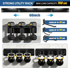 21Pack Garage Tool Organizer Wall Mount 66'', 750lbs Heavy Duty Storage Hook Rack with 17 Adjustable Hooks, Yard Tool Hanger for Shovel Rake Ladder Garden Tool, Easy Assembly Garage Wall Organization