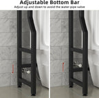 3 Tier Over The Toilet Storage Rack with Toilet Paper Holder, Metal Freestanding Bathroom Shelves with 4 Hooks, Over Toilet Storage Shelf for Bathroom Storage, Black