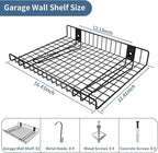 2 Pack Garage Wall Shelf, Wall Mounted Storage Shelves, Heavy Duty Metal Shelves for Room Wall, Loads 80 LBS Floating Shelves Mesh Storage Rack for Garage, Office, Basement,Wall Cabinet and Kitchen