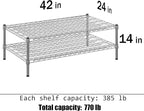 24" Deep x 42" Wide x 14" Height Wire Shelving Kit | 2-Tier | NSF Commercial Storage Rack Unit