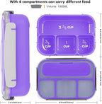 Bento Box, Lunch Box Kids, 1300ML with 4 Compartment&Food Picks Cake Cups, Containers for Adults/Kids/Toddler, Leak-Proof, Microwave/Dishwasher/Freezer Safe(Purple)