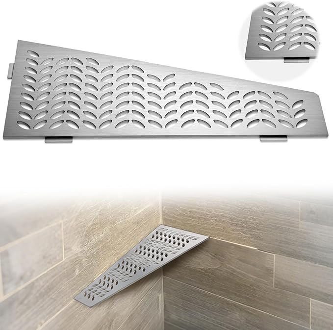Quadrilateral Corner Shelf for Tiled Walls 12 Brushed 316 Stainless Steel 3/32 Thick Anchor Plate Bathroom Storage Shampoo Holder Organizer Kitchen Shelf