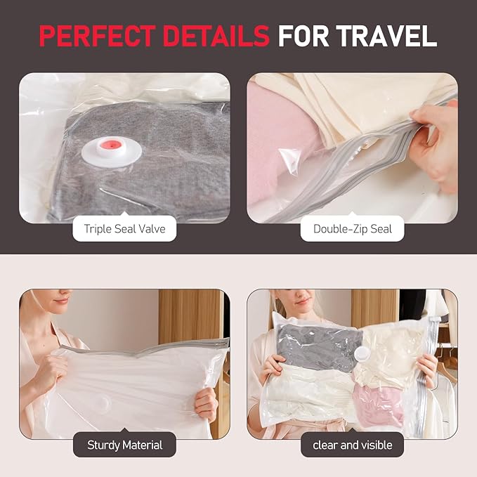 20 Pack Vacuum Storage Bags with Electric Pump - Space-Saving Compression Bags for Travel, Luggage & Suitcase Organization