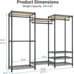 VIPEK V5LC Garment Rack Heavy Duty Covered Clothes Racks with Dimmable LED Light 3000K Warm White, Portable Closet Wardrobe Freestanding Clothing Racks for Hanging Clothes, Black Rack with Black Cover