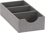 Household Essentials Grey 727-1 Deep 3 Section Drawer Organizer Box for Storage | 12 in x 6.13 in x 3.13
