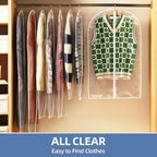 48" All Clear Garment Bags for Hanging Clothes, 12 Packs Suit Bags for Closet Storage, Plastic Waterproof Suit Cover Bags with Zipper for Coats, Jackets, Shirts (Set of 12)