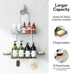 Shower Caddy Hanging, Shower Organizer Hanging, Aluminum Shower Racks for Inside Shower with Hooks for Razor, Never Rust Bathroom Organizers and Storage with Soap Holder, Bright Silver