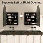 Arched Medicine Cabinet Mirror No Assembly Needed Bathroom Mirror with Storage Recessed or Surface Mount Options (Silver, 36" L x 24" W)