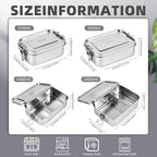 4 PCS Stainless Steel Bento Box 4-Size, Metal Lunch Box, Food Containers, Lunch Container for Home, Work, Camping (550ml+850ml+1400ml+2400ml)